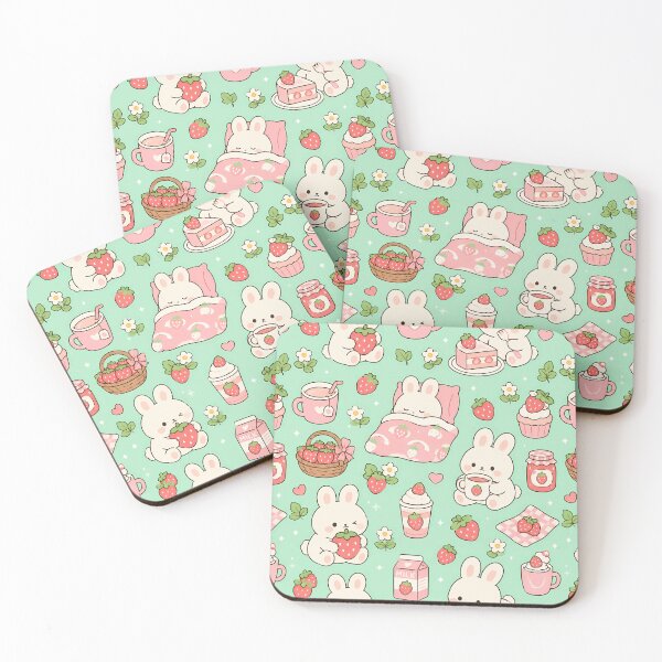 Item preview, Bunny Strawberry Tea Party Pattern designed and sold by Soft Berry Studio.