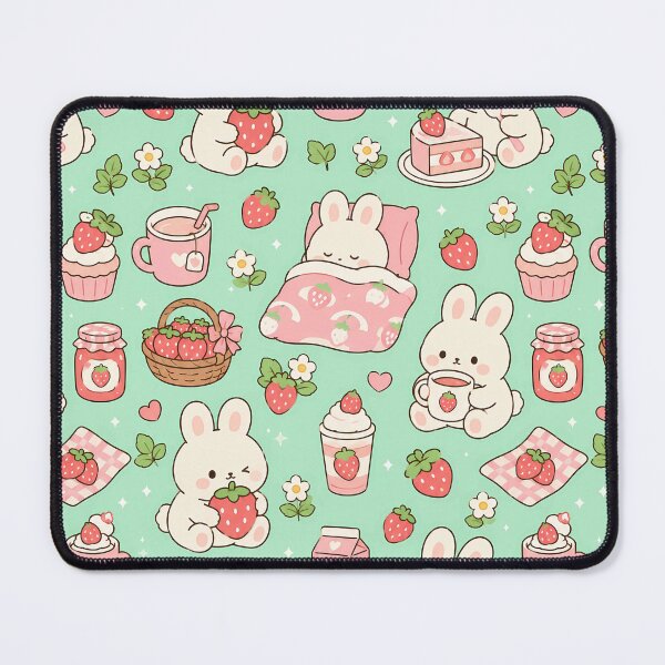 Item preview, Bunny Strawberry Tea Party Pattern designed and sold by Soft Berry Studio.