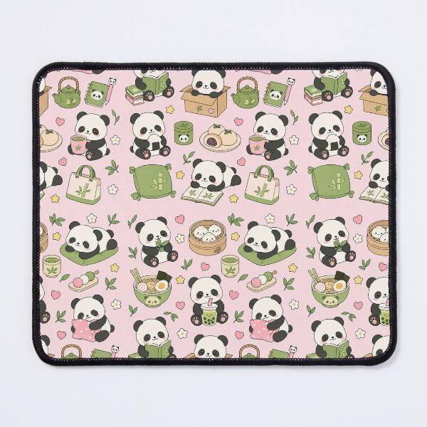 Item preview, Cozy Panda Tea House Kawaii Pattern designed and sold by Soft Berry Studio.