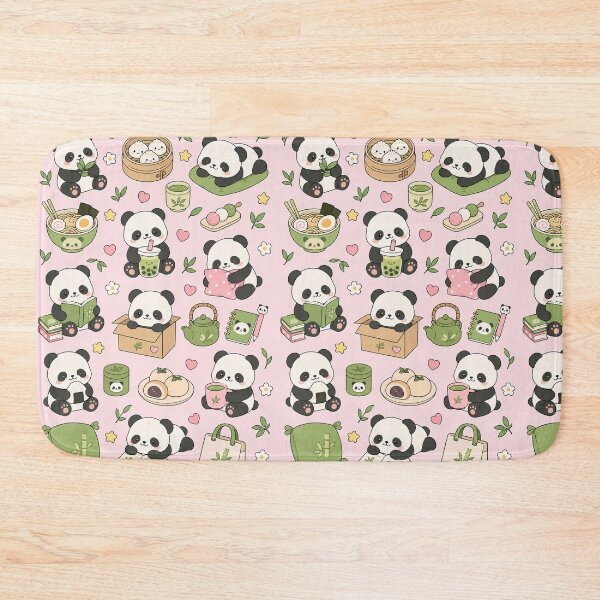 Item preview, Cozy Panda Tea House Kawaii Pattern designed and sold by Soft Berry Studio.