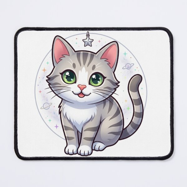 Item preview, Celestial Tabby: Cute Kawaii Space Kitten Illustration designed and sold by Stickivo.