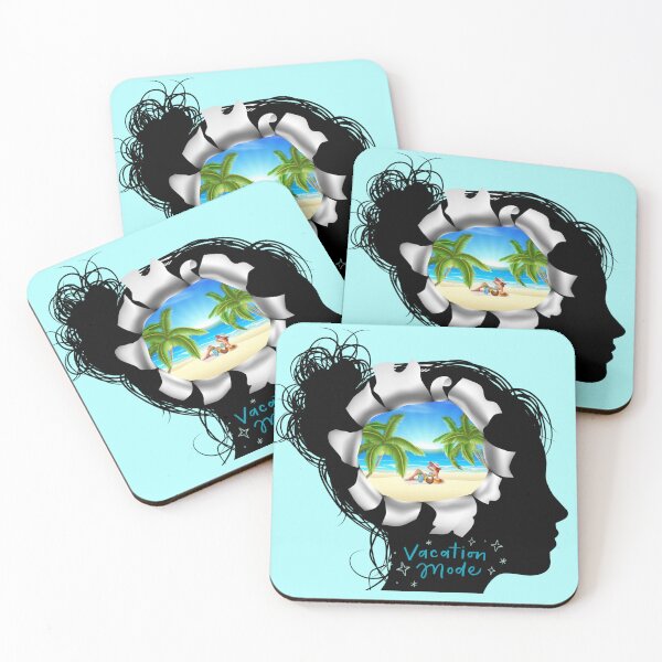 Item preview, Mentally on Vacation Mode Tropical Beach Silhouette designed and sold by TheFrameVault.