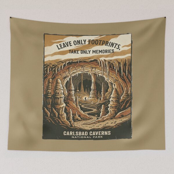 Item preview, Leave Only Footprints Carlsbad Caverns National Park — Take Only Memories Cave Conservation Poster designed and sold by MālamaThreads.