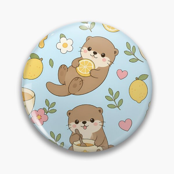 Item preview, Cozy Otter Lemon Tea Pattern designed and sold by Soft Berry Studio.