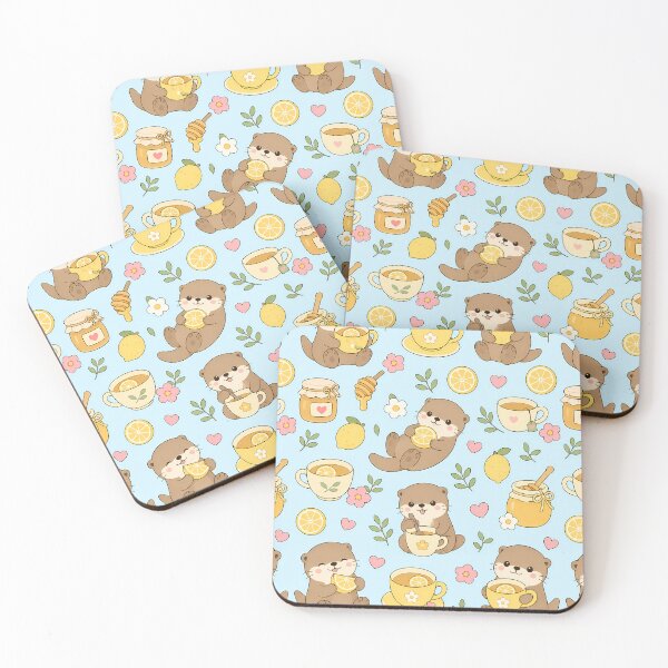 Item preview, Cozy Otter Lemon Tea Pattern designed and sold by Soft Berry Studio.