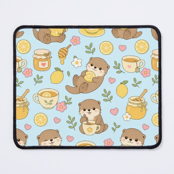 Item preview, Cozy Otter Lemon Tea Pattern designed and sold by Soft Berry Studio.