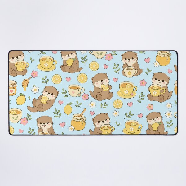 Item preview, Cozy Otter Lemon Tea Pattern designed and sold by Soft Berry Studio.