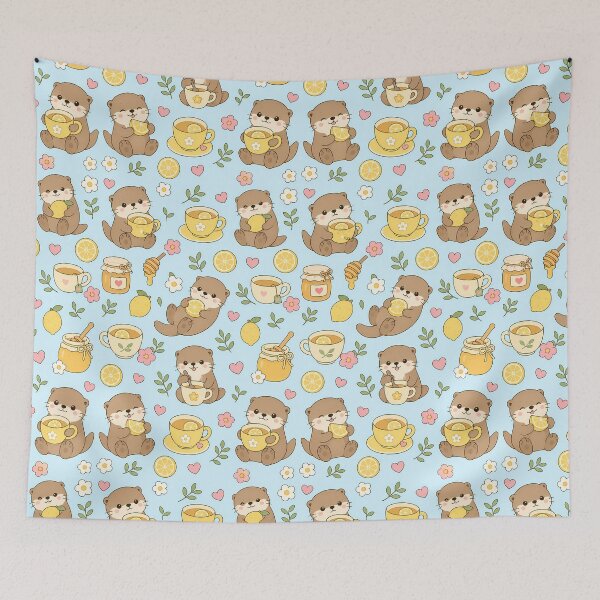 Item preview, Cozy Otter Lemon Tea Pattern designed and sold by Soft Berry Studio.