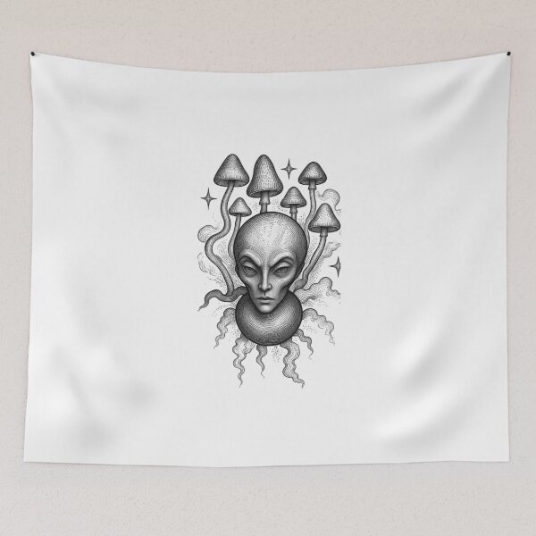 Item preview, Graphite Pencil Sketch Alien - Detailed Dotwork designed and sold by Ideniquo.