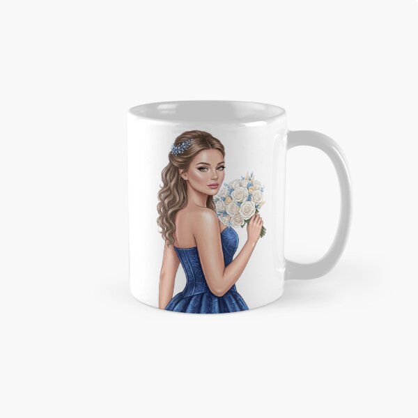 Item preview, Elegant Blue Bridesmaid Portrait Illustration designed and sold by LinaDesign Store.