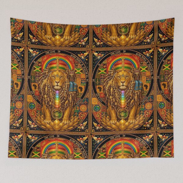 Item preview, The Solar Lion King - One Love, One World, Flower Crown and Positive Vibrations designed and sold by Natalia-Vlad.