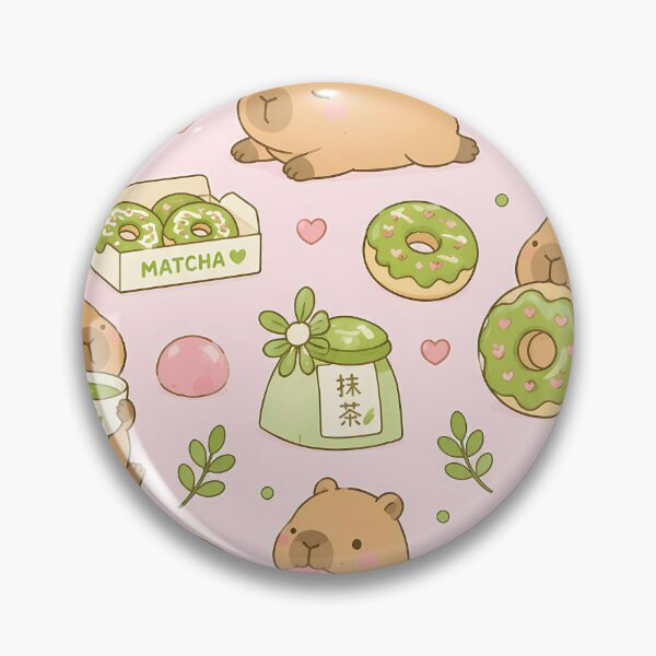 Item preview, Capybara Matcha Donut Pattern designed and sold by Soft Berry Studio.