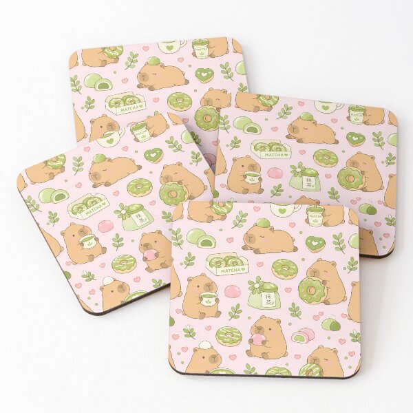 Item preview, Capybara Matcha Donut Pattern designed and sold by Soft Berry Studio.