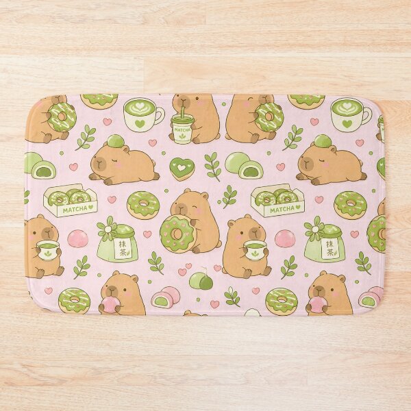 Item preview, Capybara Matcha Donut Pattern designed and sold by Soft Berry Studio.