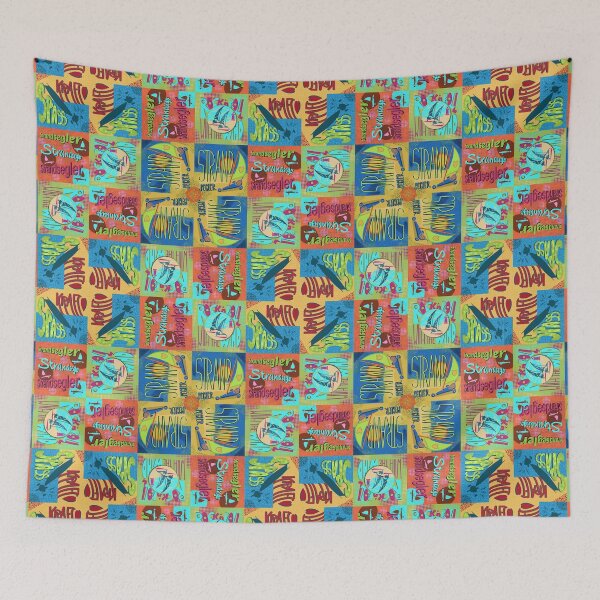 Item preview, Beach sailboat as a patchwork print, colorful designed and sold by AHkreativ_Design.
