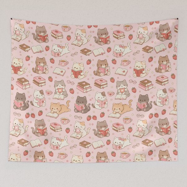 Item preview, Cozy Cat Strawberry Reading Pattern designed and sold by Soft Berry Studio.