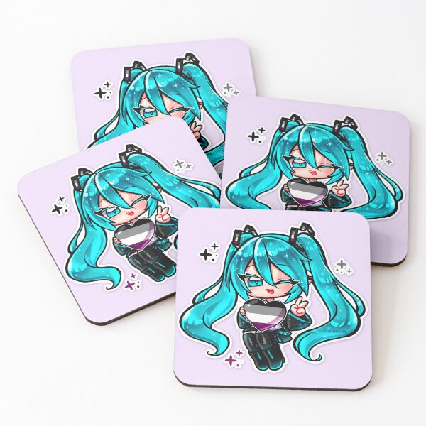 Item preview, Chibi Hatsune Miku - Asexual flag LGBTQ+ Pride T-Shirt | Cute Anime Vocaloid Pride Heart Shirt | Kawaii Pastel Pride Tee, Unisex Graphic T-Shirt designed and sold by DominiiArt.