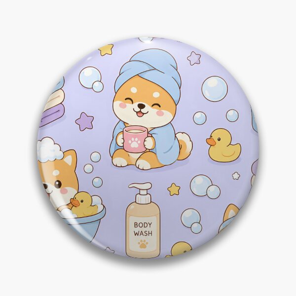 Item preview, Shiba Inu Bubble Bath Pattern designed and sold by Soft Berry Studio.