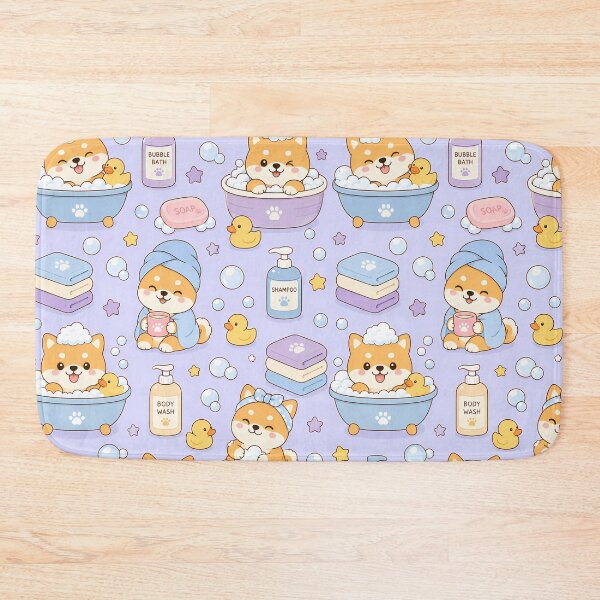 Item preview, Shiba Inu Bubble Bath Pattern designed and sold by Soft Berry Studio.