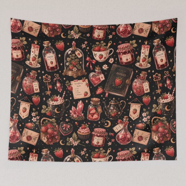 Item preview, Vintage Strawberry Botanical Pattern | Antique French Garden Aesthetic designed and sold by Aramdesing.