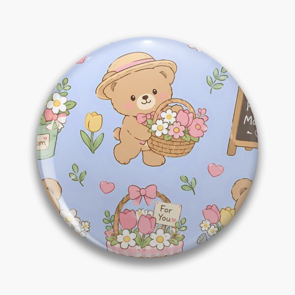 Item preview, Teddy Bear Flower Market Pattern designed and sold by Soft Berry Studio.