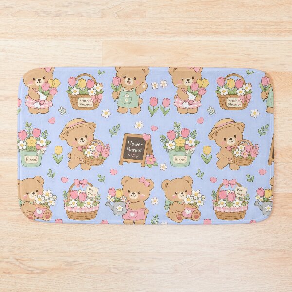 Item preview, Teddy Bear Flower Market Pattern designed and sold by Soft Berry Studio.