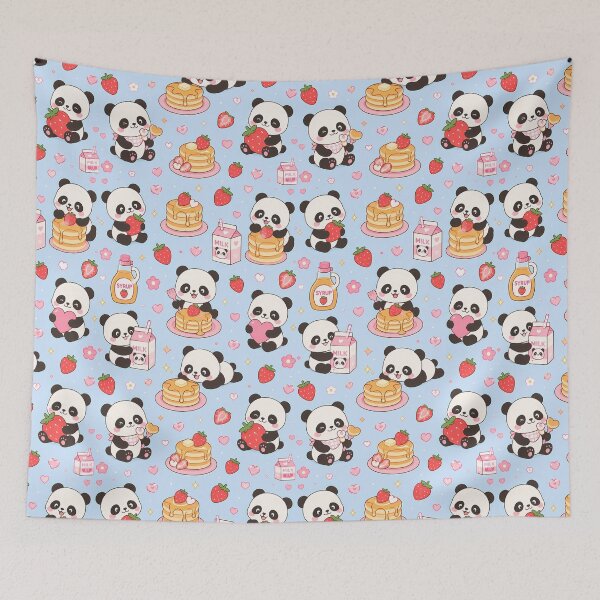 Item preview, Panda Strawberry Pancake Pattern designed and sold by Soft Berry Studio.