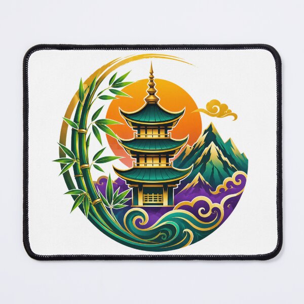 Item preview, Asian Pagoda Mountain Sun designed and sold by syotos-ai.
