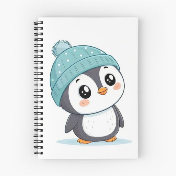 Item preview, Cute Kawaii Penguin Wearing Blue Beanie Hat Illustration designed and sold by Hey! your search is end here.