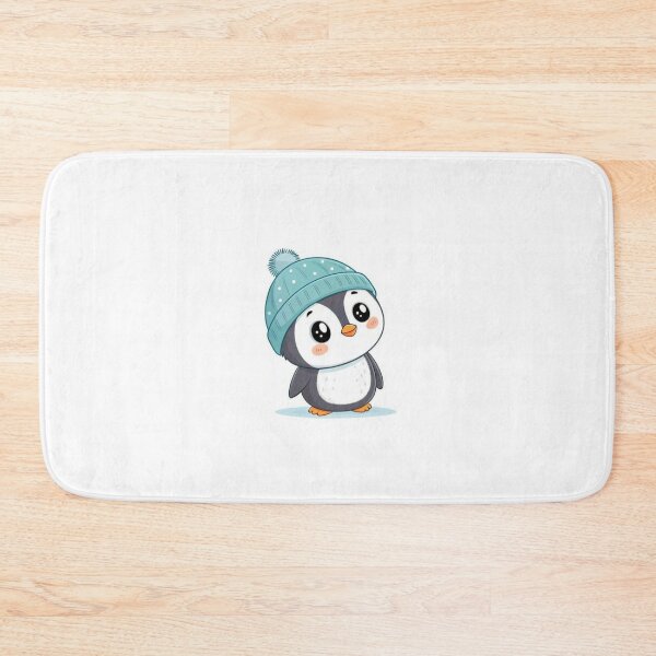 Item preview, Cute Kawaii Penguin Wearing Blue Beanie Hat Illustration designed and sold by Hey! your search is end here.