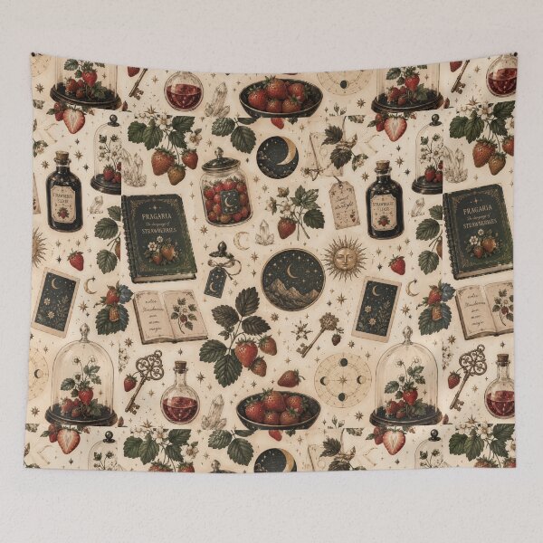 Item preview, Vintage Strawberry Botanical Pattern | Antique French Garden Aesthetic designed and sold by Aramdesing.