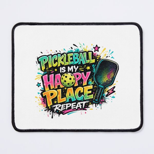 Item preview, Pickleball Is My Happy Place Retro Graffiti Neon Splatter Gift for Mom and Grandpa designed and sold by Dinaelsherkawy.