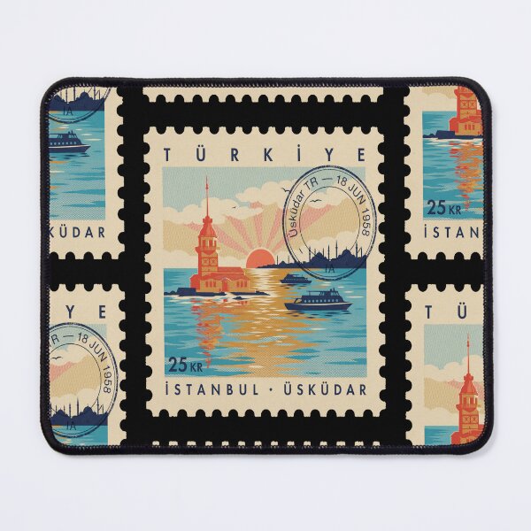 Item preview, Üsküdar Istanbul Bosphorus Postage Stamp Travel Sticker designed and sold by stickercuffs.