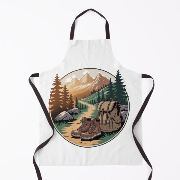 Item preview, Vintage Mountain Hiking Trail with Backpack and Boots designed and sold by DariaOltes.