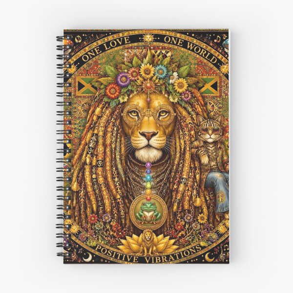 Item preview, The Rasta Lion Emperor - One Love, A World with the Hippie Cat and the Toad Guru designed and sold by Natalia-Vlad.