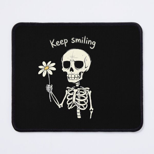 Item preview, "Keep Smiling" Funny Skeleton Holding Daisy Dark Humor designed and sold by Cipher & Soul.