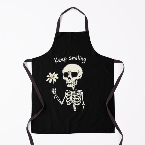 Item preview, "Keep Smiling" Funny Skeleton Holding Daisy Dark Humor designed and sold by Cipher & Soul.