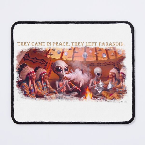 Item preview, Funny Alien Peace Pipe – Native American UFO Campfire Art designed and sold by Pacifica Design House.