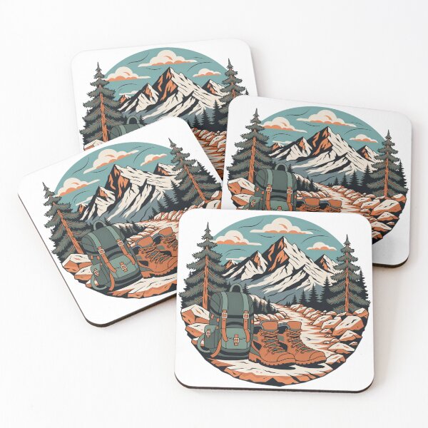 Item preview, Mountain Hiking Boots and Backpack Alpine Adventure Illustration designed and sold by DariaOltes.