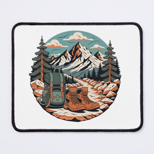 Item preview, Mountain Hiking Boots and Backpack Alpine Adventure Illustration designed and sold by DariaOltes.