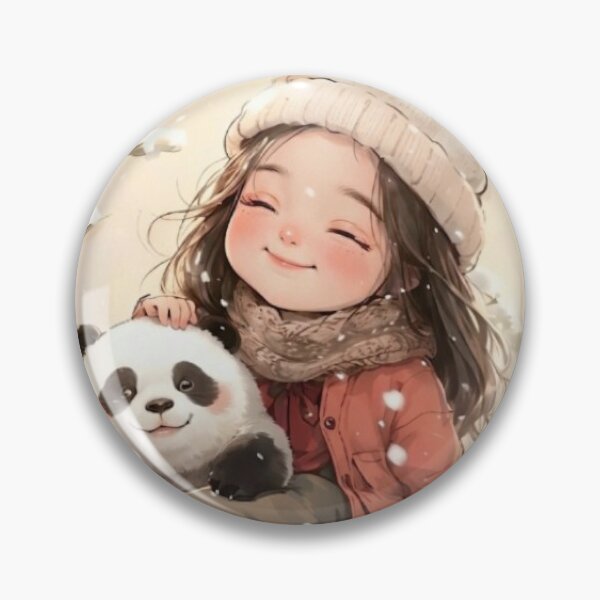 Item preview, Cute Anime Girl with Little Panda in Snow Winter Illustration designed and sold by Hey! your search is end here.