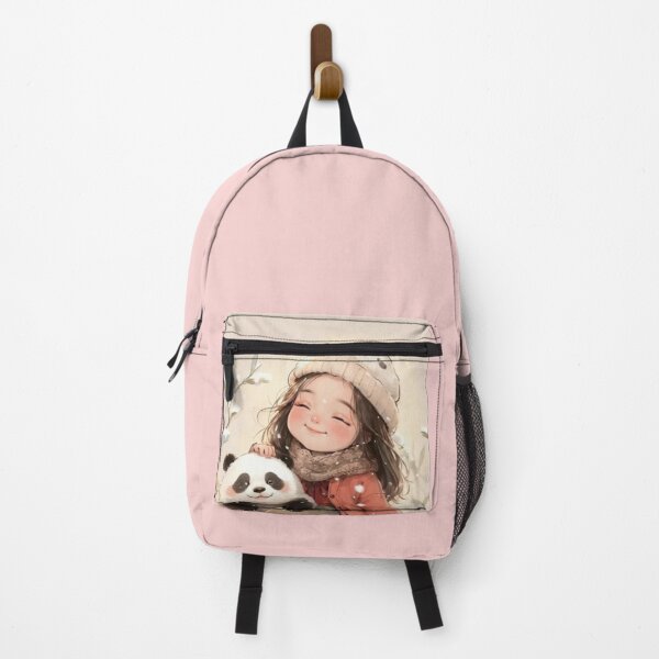 Item preview, Cute Anime Girl with Little Panda in Snow Winter Illustration designed and sold by Hey! your search is end here.