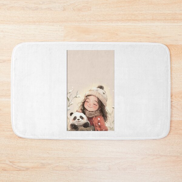 Item preview, Cute Anime Girl with Little Panda in Snow Winter Illustration designed and sold by Hey! your search is end here.