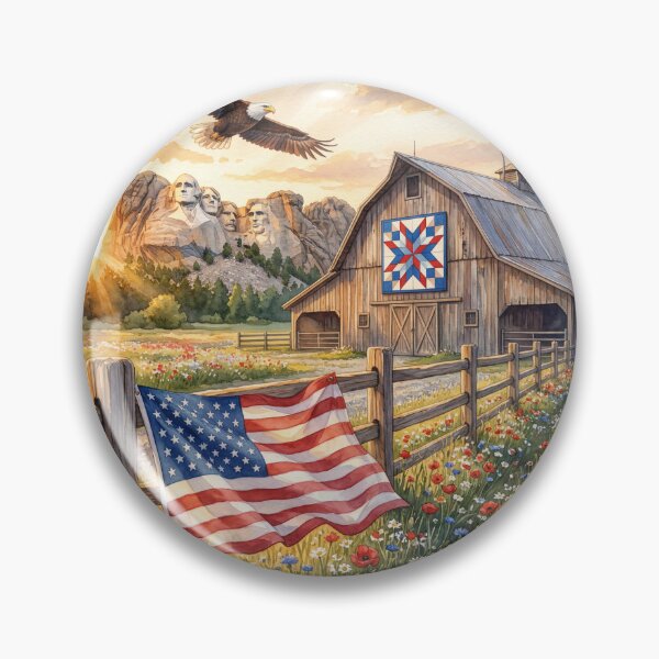 Item preview, Patriotic Barn Scene at Sunset designed and sold by amusefullife.