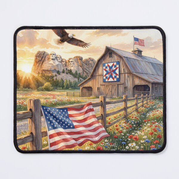 Item preview, Patriotic Barn Scene at Sunset designed and sold by amusefullife.