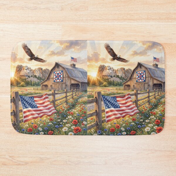 Item preview, Patriotic Barn Scene at Sunset designed and sold by amusefullife.