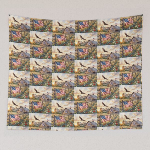 Item preview, Patriotic Barn Scene at Sunset designed and sold by amusefullife.