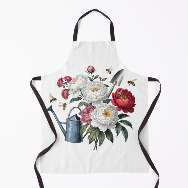 Item preview, Vintage Peony Garden Bouquet with Bees and Watering Can designed and sold by DariaOltes.