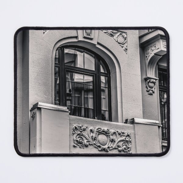 Item preview, Rococo Facade Detail — Black and White Architecture Photography designed and sold by Rabee Khalil Photography.