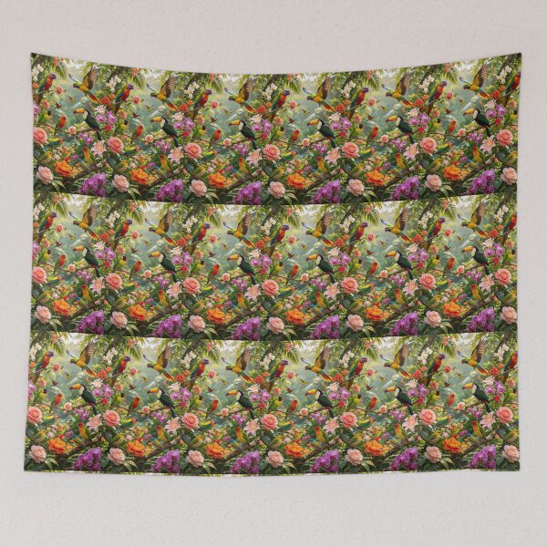 Item preview, Bright coloured birds and flowers  designed and sold by carlsmart1.